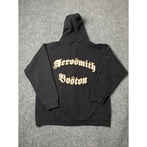 Mens Hoodie Aerosmith Boston Black Full‎ Zip 2000s Alstyle, Size XL